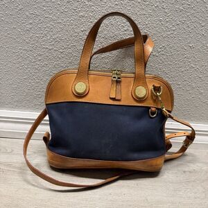 Dooney & Bourke vintage navy fabric and natural leather bag - USA - Pre-Loved